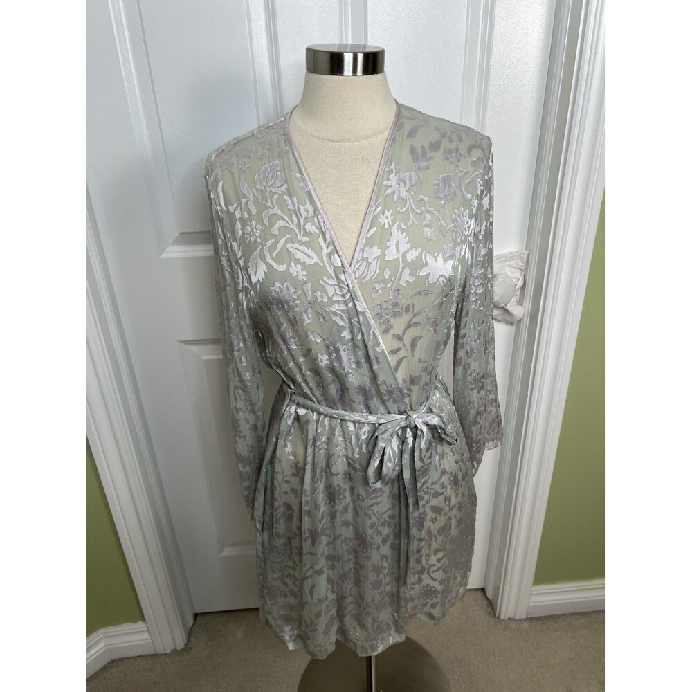 VTG Valentino Intimo Neiman Marcus Silk Blend Burnout Floral Robe M Read